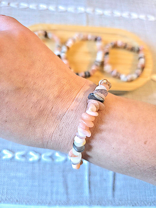 pulsera chips piedra luna multicolor calidad AA