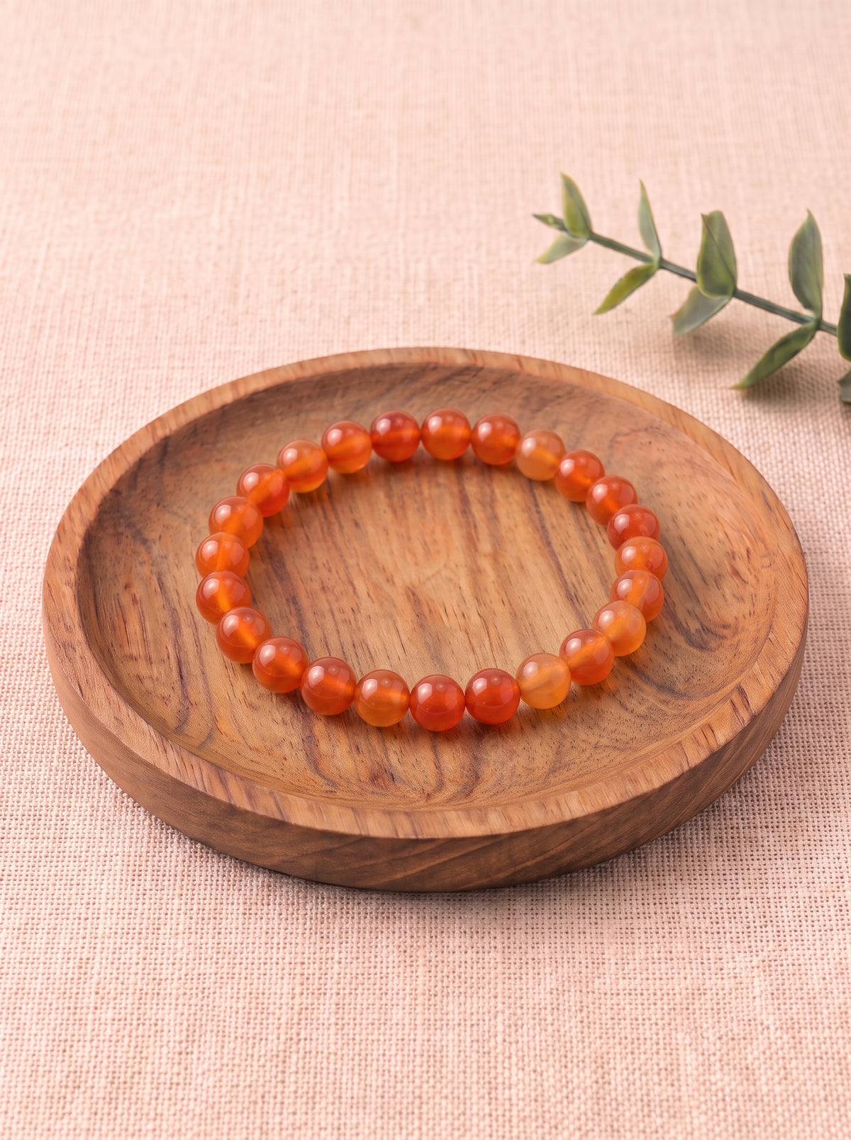 pulsera cornalina 6 mm natural ajustable energia vitalidad naranja 1
