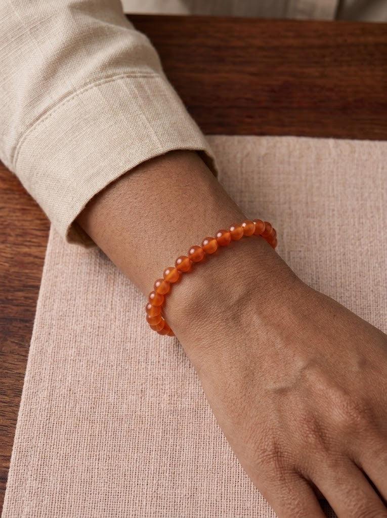 pulsera cornalina 6 mm natural ajustable energia vitalidad naranja 2