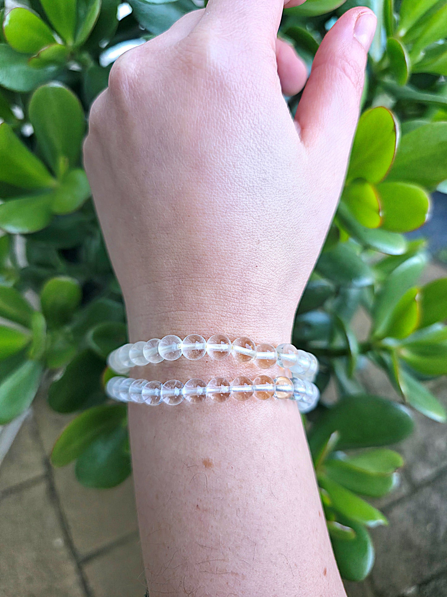 Pulsera de cuarzo cristal natural transparente cuentas 6 mm pulsera energética de limpieza y claridad mental