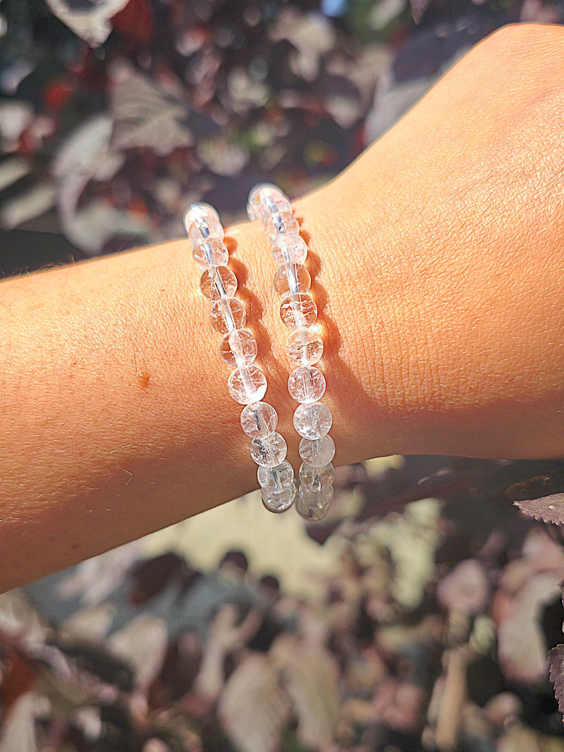 pulsera cuarzo cristal de roca craquelado natural 6 mm foto 1