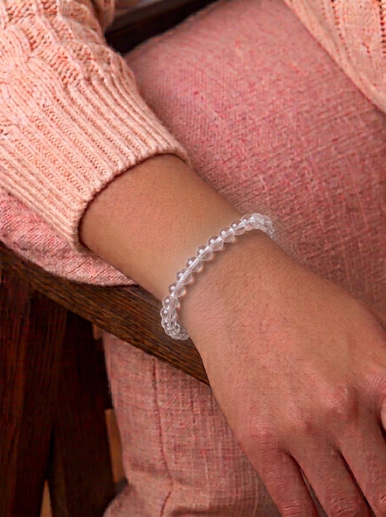 Pulsera de cuarzo cristal natural transparente cuentas 6 mm pulsera energética de limpieza y claridad mental 2