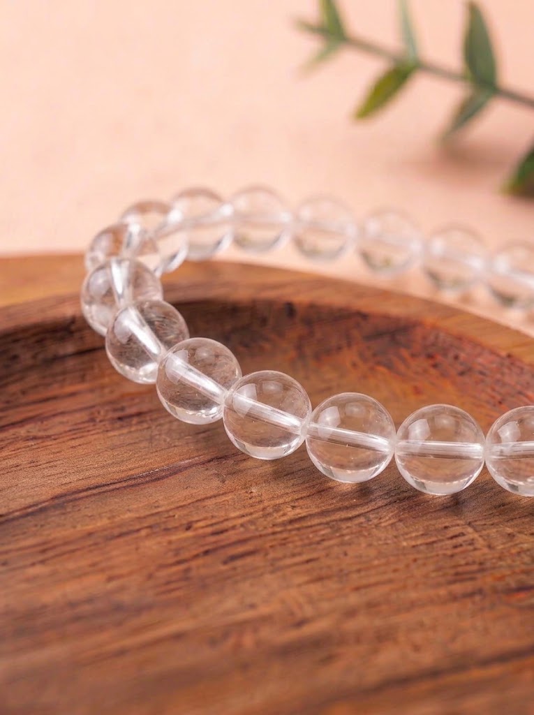 Pulsera de cuarzo cristal natural transparente cuentas 6 mm pulsera energética de limpieza y claridad mental 3
