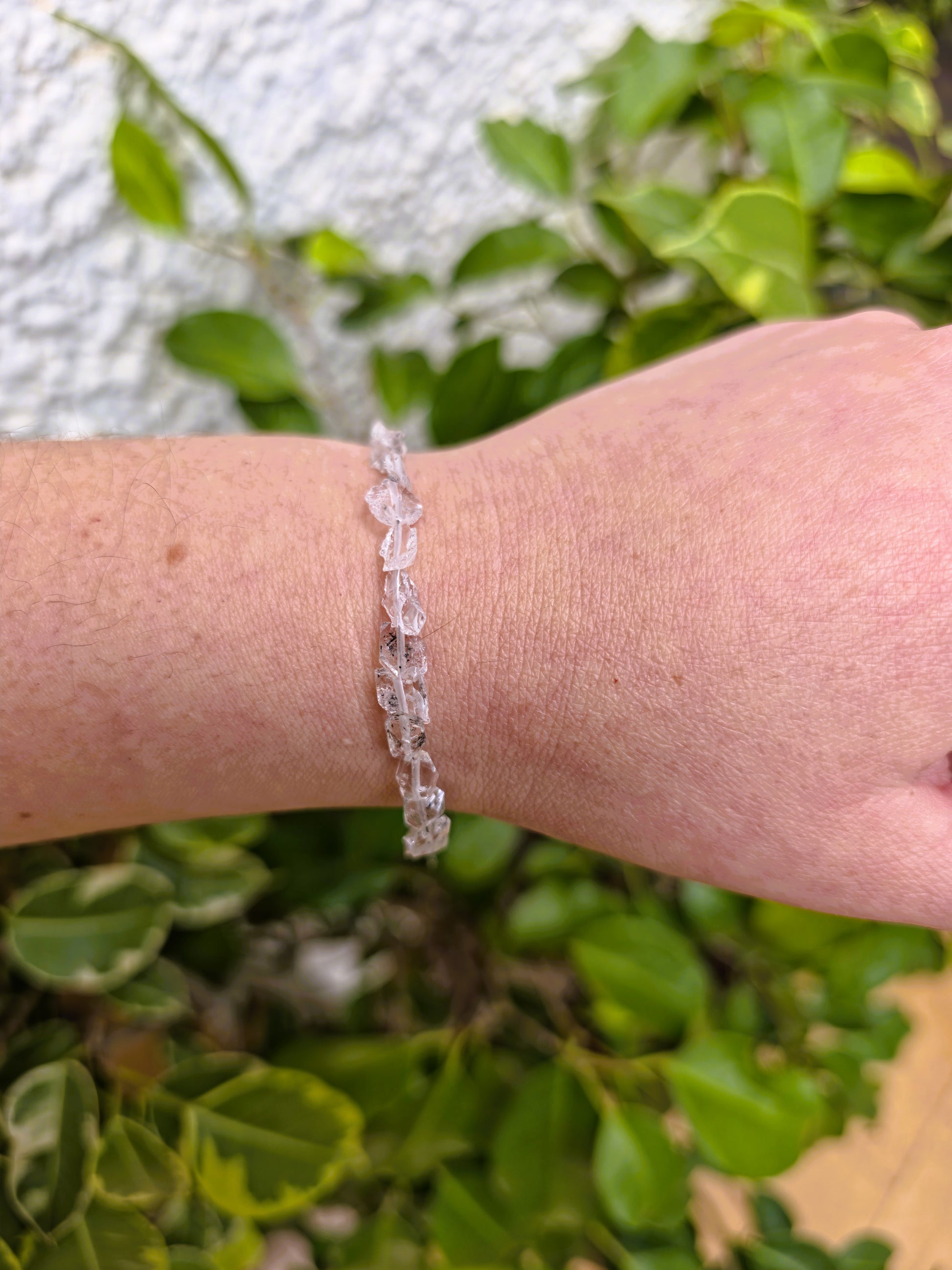 Pulsera de cuarzo herkimer en bruto cuentas 4 mm