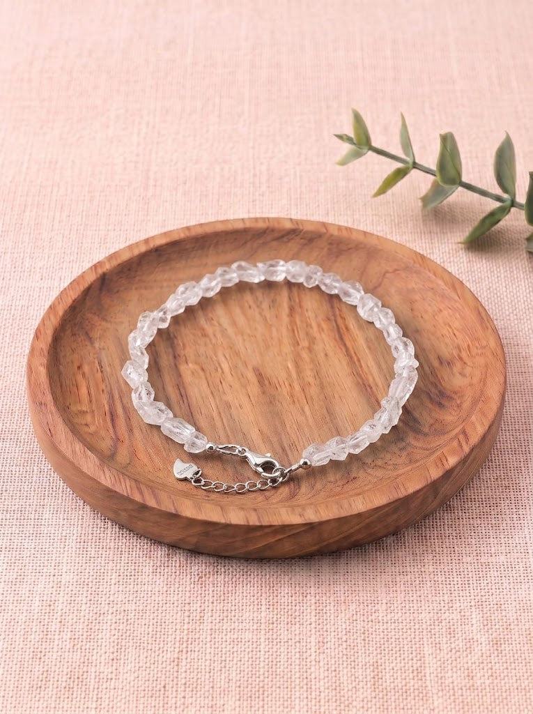 Pulsera de cuarzo herkimer en bruto cuentas 4 mm 1
