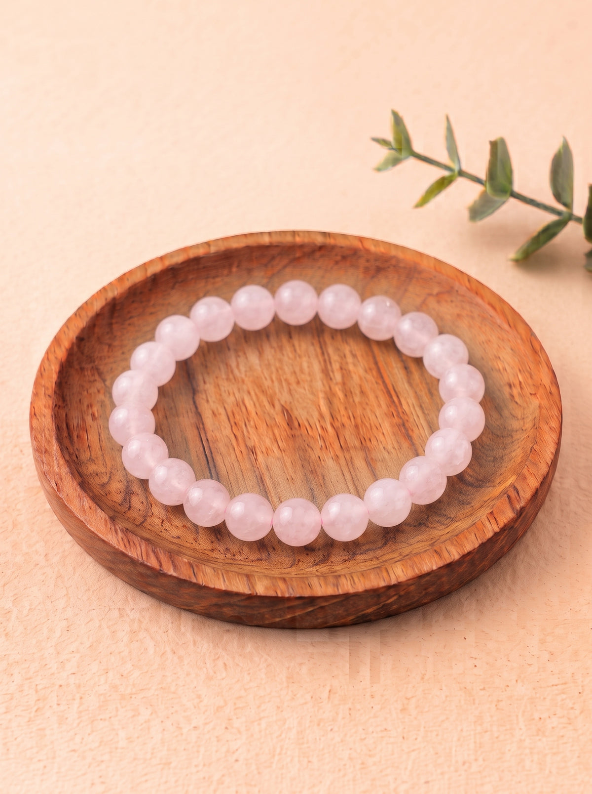 pulsera cuarzo rosa 6 mm natural ajustable amor propio rosa suave 1