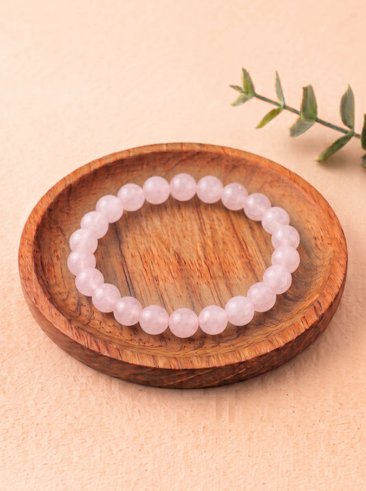 pulsera cuarzo rosa 6 mm natural ajustable amor propio rosa suave 1