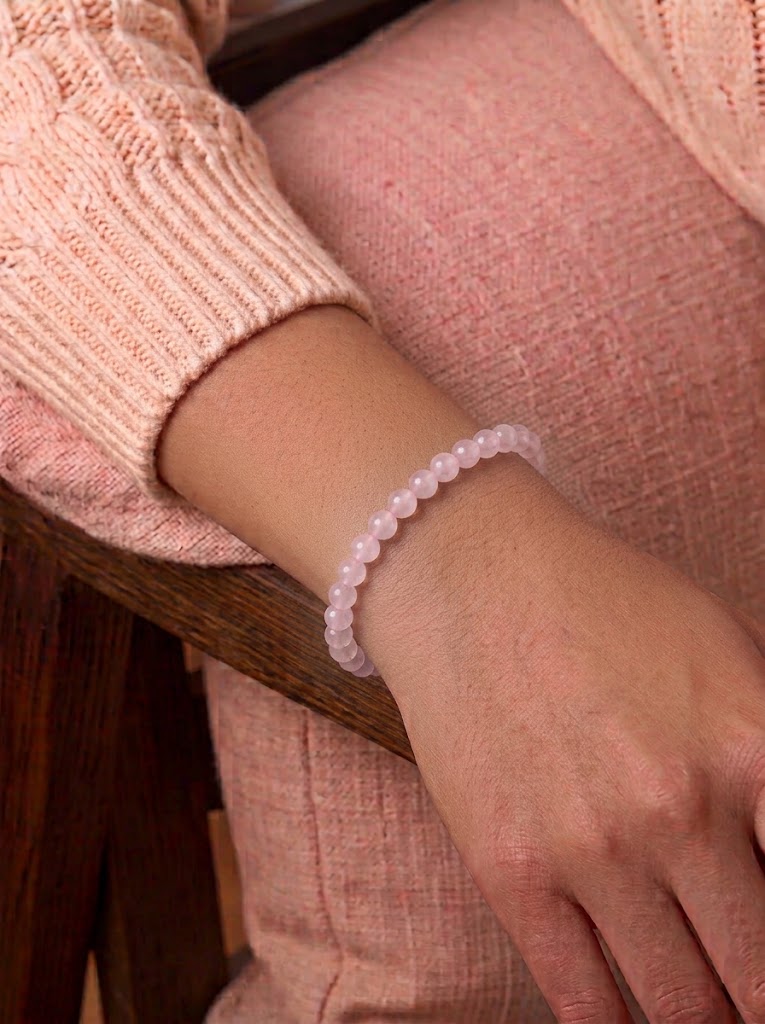pulsera cuarzo rosa 6 mm natural ajustable amor propio rosa suave 2