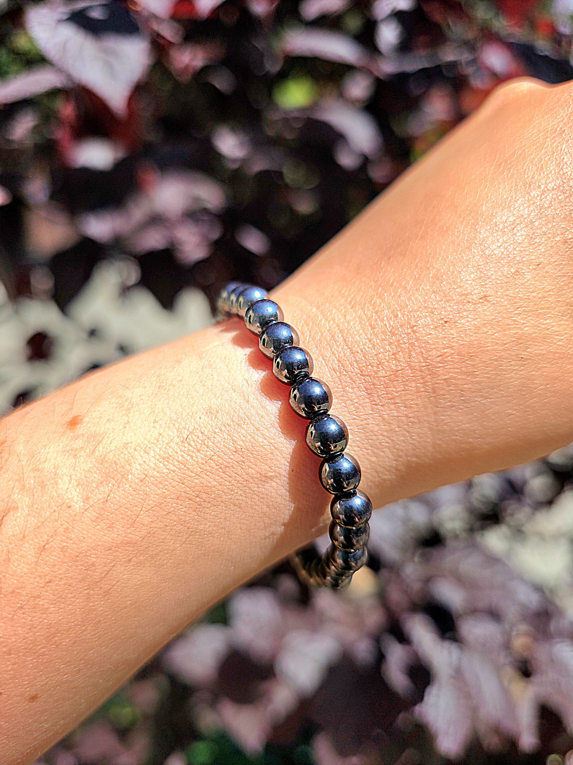 Pulsera Hematites 6 mm mineral natural protección y enraizamiento