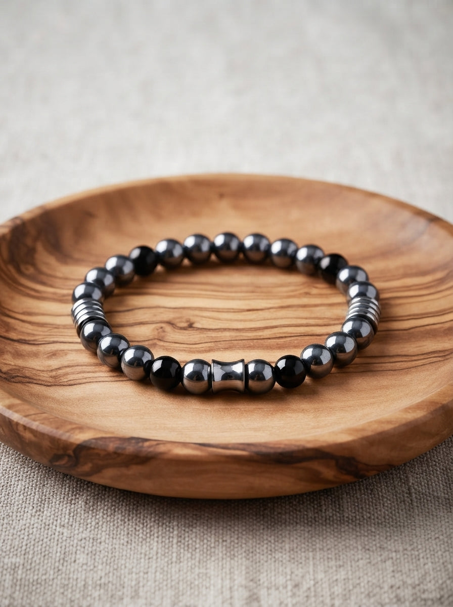pulsera hombre Kahel hematita ónix acero inoxidable 304