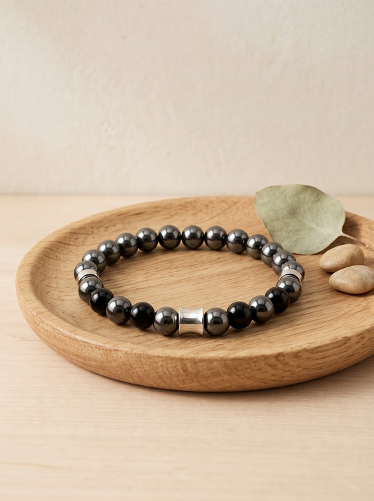 pulsera hombre Kahel hematita ónix acero inoxidable 304 1