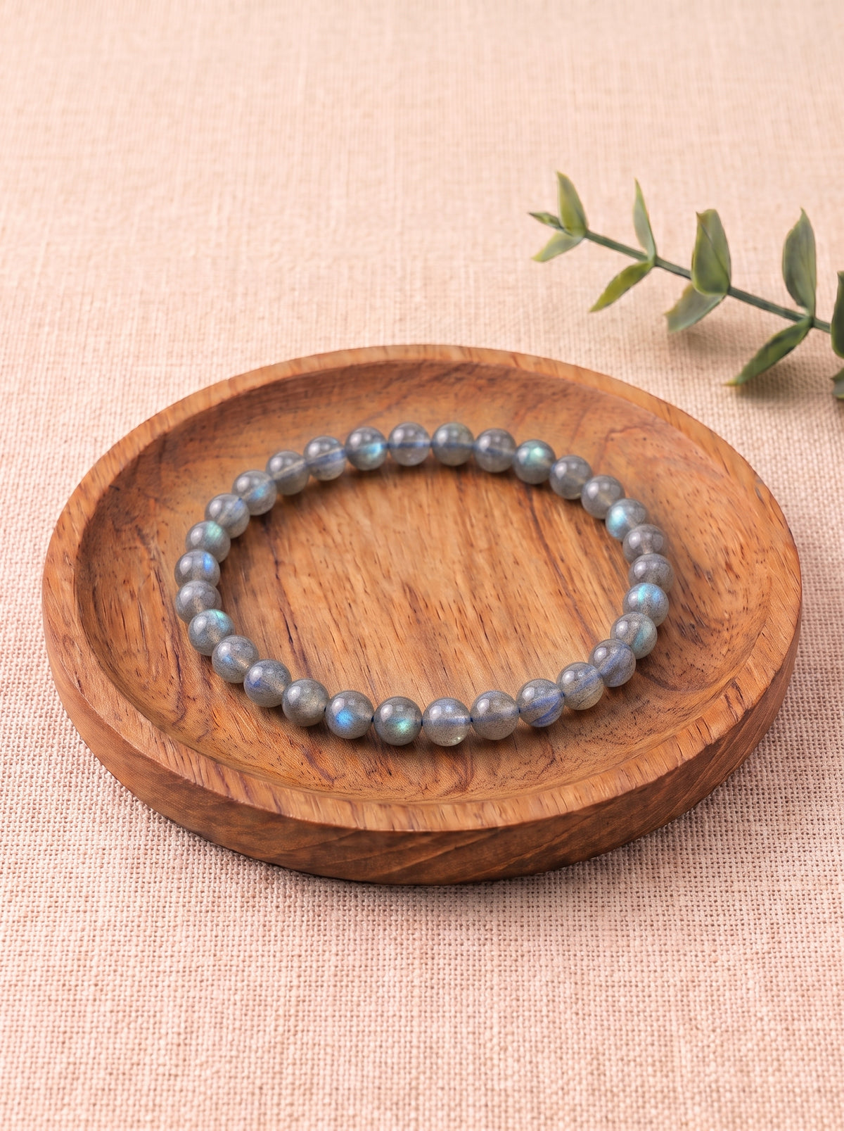 pulsera labradorita 6 mm natural ajustable reflejos azul verde 1