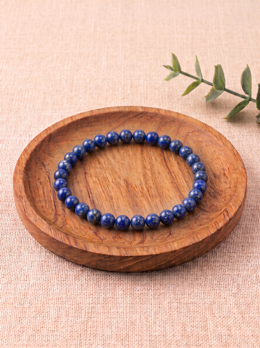 Pulsera de lapislázuli natural azul cuentas 6 mm con destellos de pirita para intuición y claridad mental 1