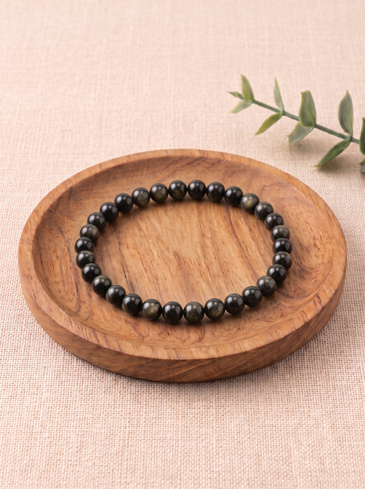 Pulsera de obsidiana dorada natural cuentas 6 mm pulsera energética protectora y transformadora 1