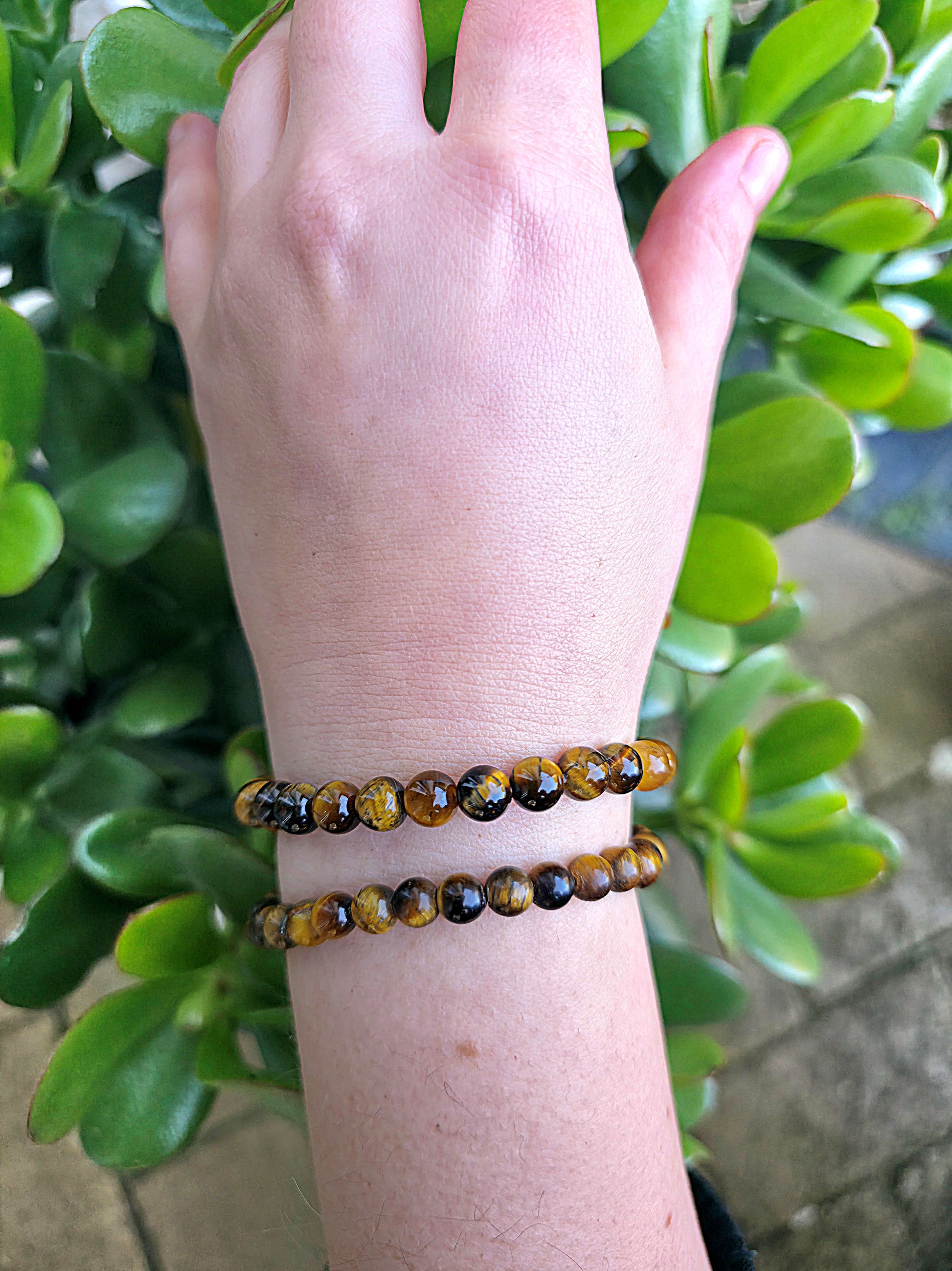 Pulsera de ojo de tigre natural cuentas 6 mm pulsera energética protectora y equilibrante