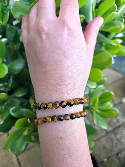 Pulsera de ojo de tigre natural cuentas 6 mm pulsera energética protectora y equilibrante