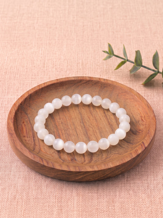 pulsera piedra luna 6 mm natural ajustable reflejos irisados 1