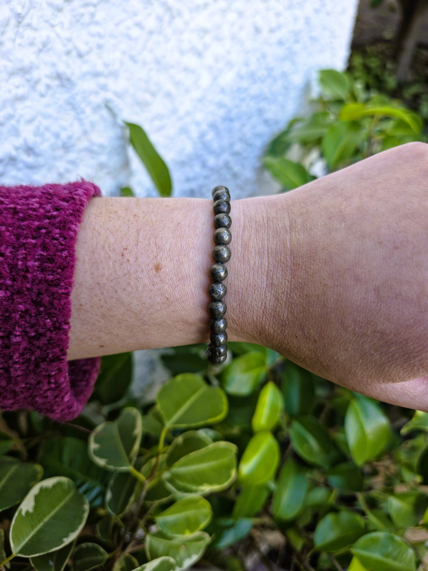 Pulsera Pirita 6 mm mineral natural abundancia y energía