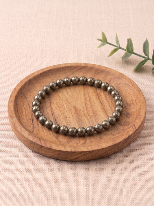 Pulsera Pirita 6 mm mineral natural abundancia y energía 1