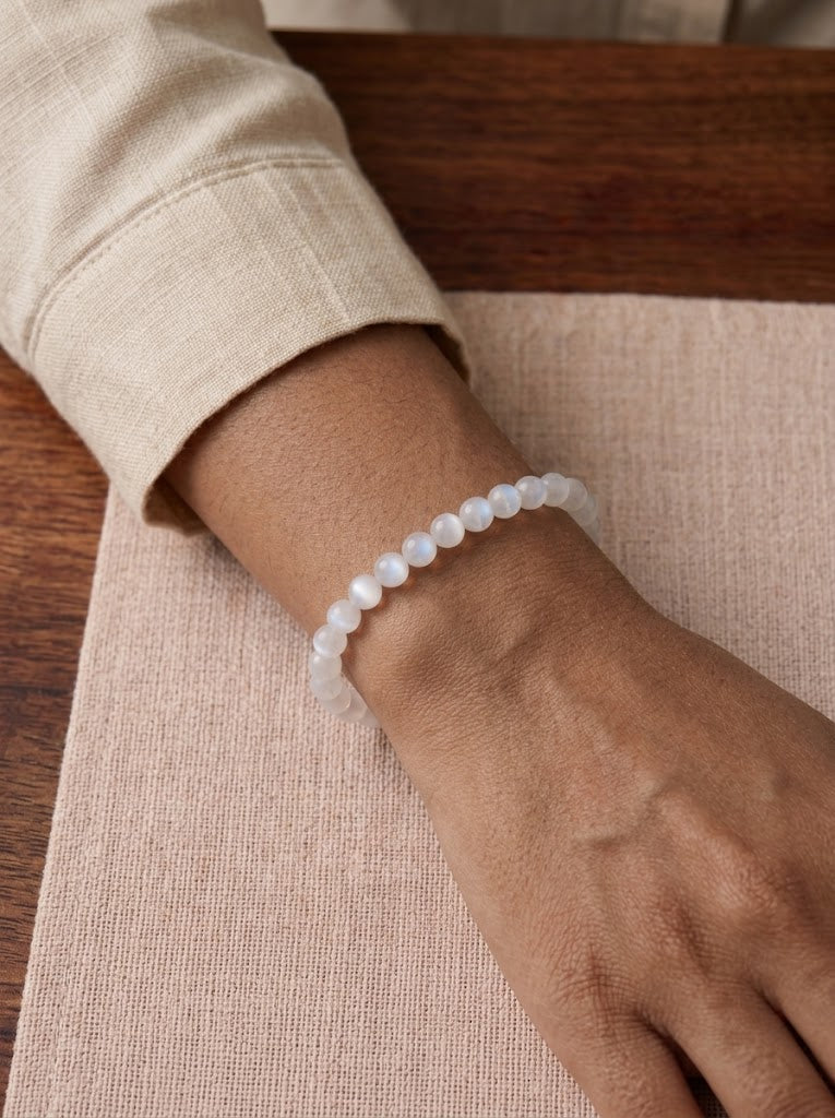 Pulsera Selenita 6 mm purificación energía mineral natural 2