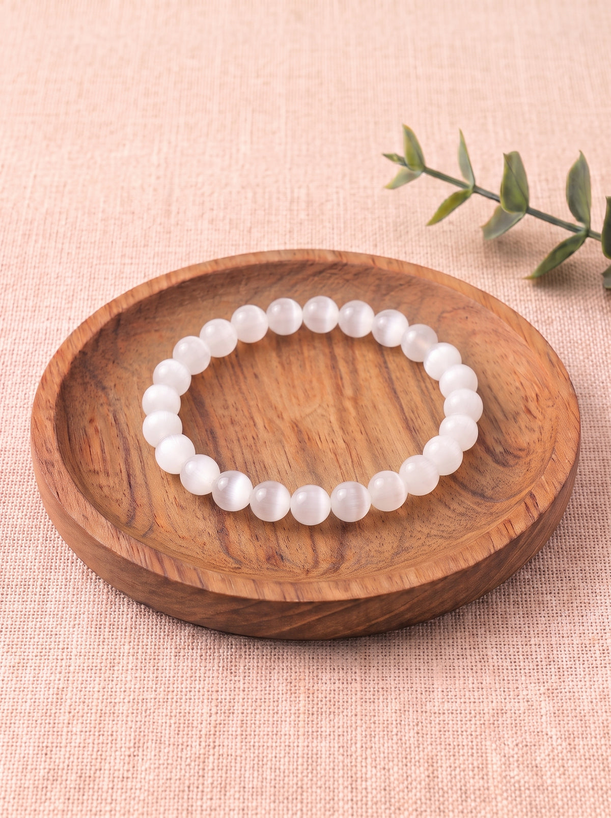 Pulsera Selenita 6 mm purificación energía mineral natural 1