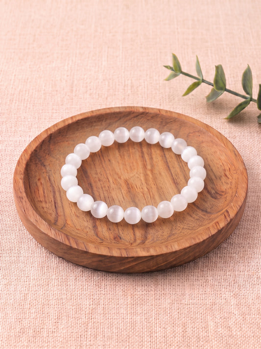 Pulsera Selenita 6 mm purificación energía mineral natural 1