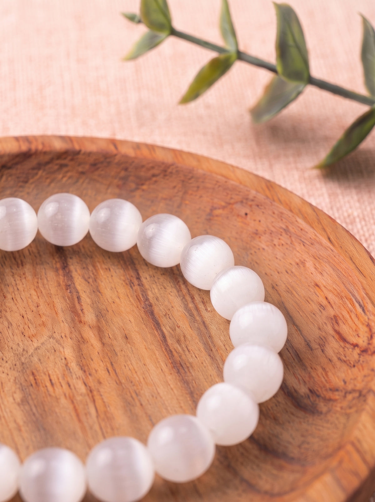 Pulsera Selenita 6 mm purificación energía mineral natural 3