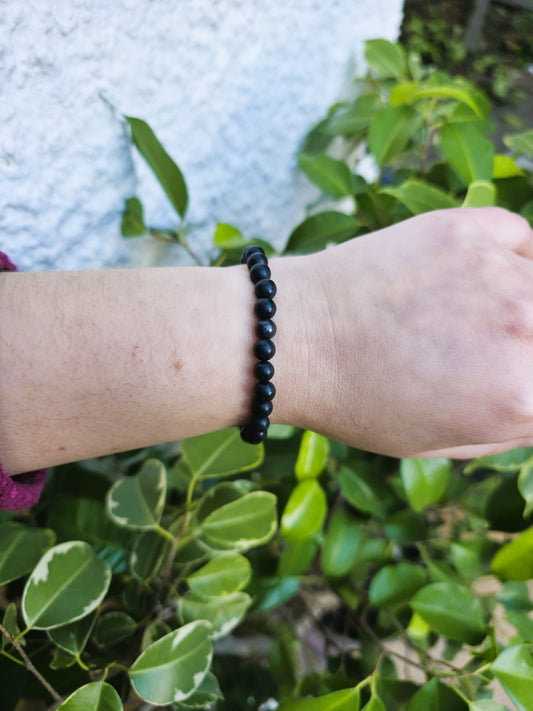 Pulsera Shungita 6 mm protección energética mineral natural