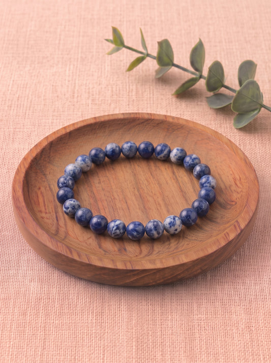 pulsera sodalita 6 mm natural ajustable azul vetas blancas claridad mental 1