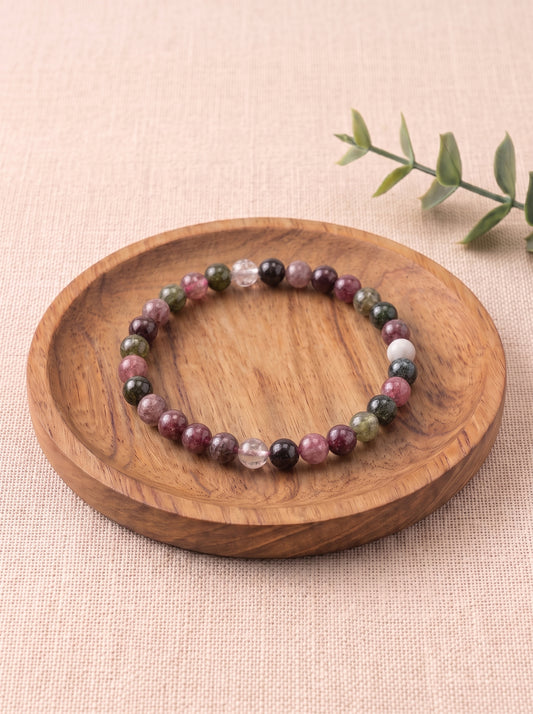 pulsera de turmalina multicolor natural 6 mm 1