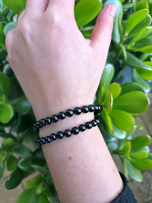 Pulsera de turmalina negra natural cuentas 6 mm pulsera energética protectora y equilibrante