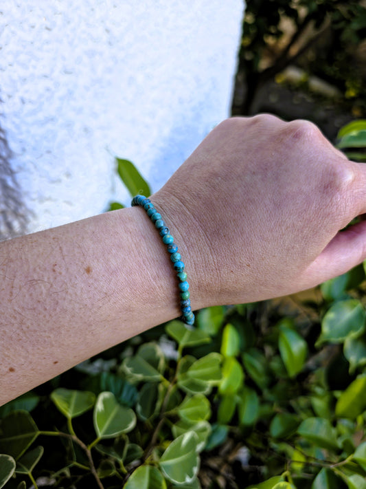 Pulsera Turquesa del Tíbet 4 mm mineral natural protección