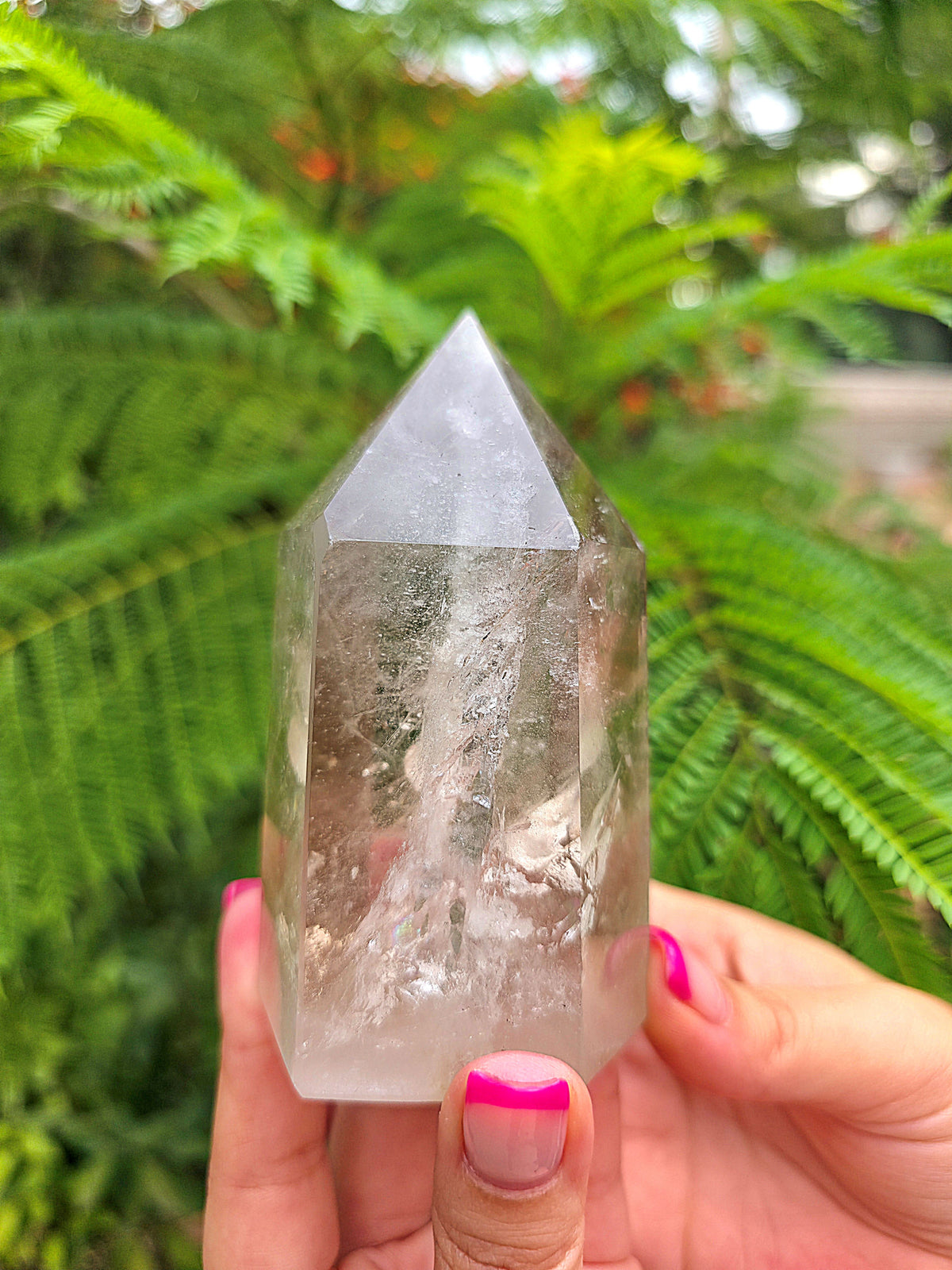 Cuarzo Fantasma natural en punta con formaciones internas 10,5 cm foto 1