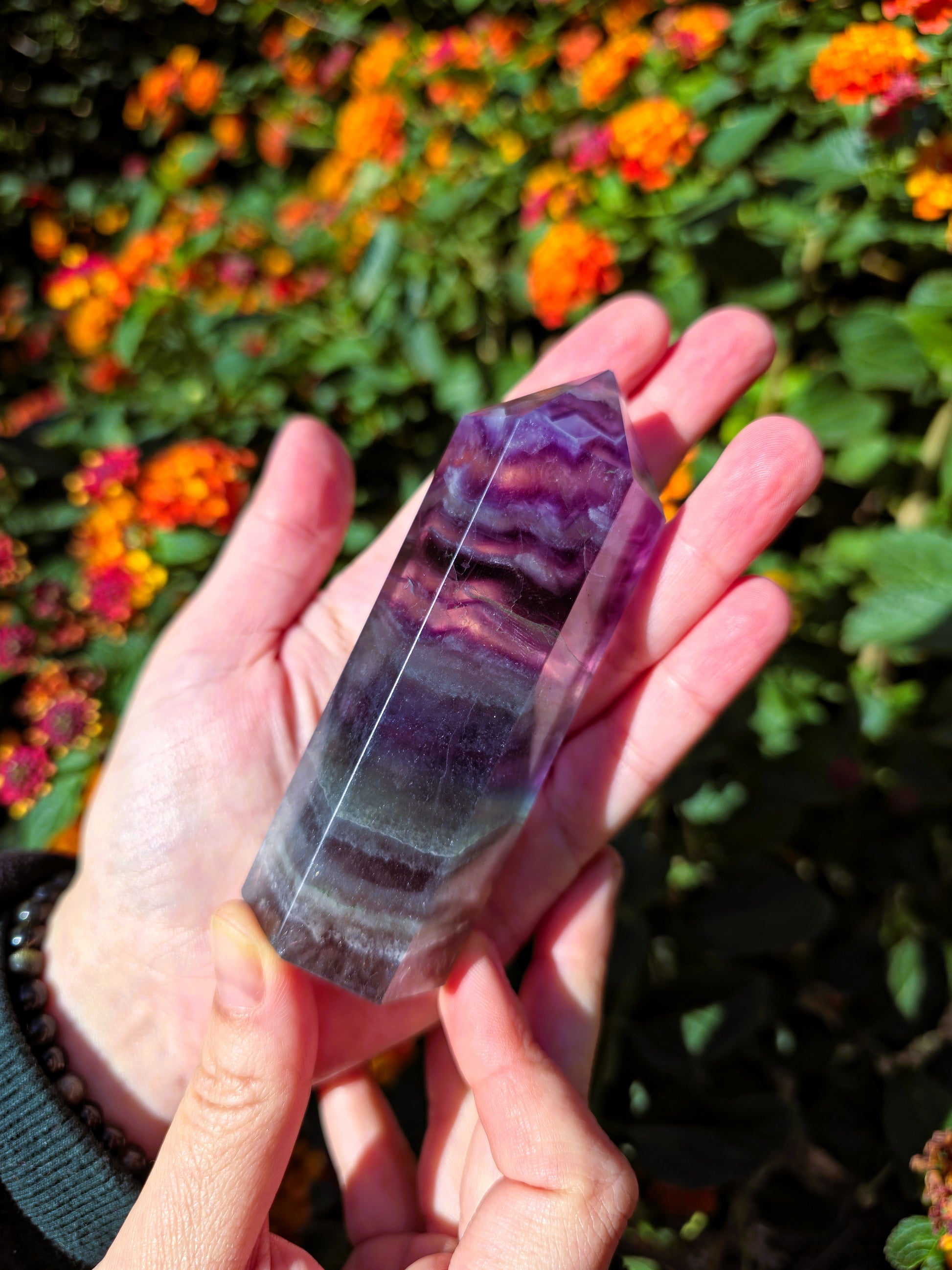 punta fluorita multicolor natural