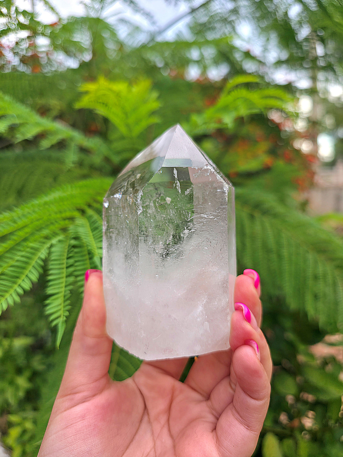 Punta de cuarzo cristal natural semipulida cuarzo blanco cristal de roca pieza 1
