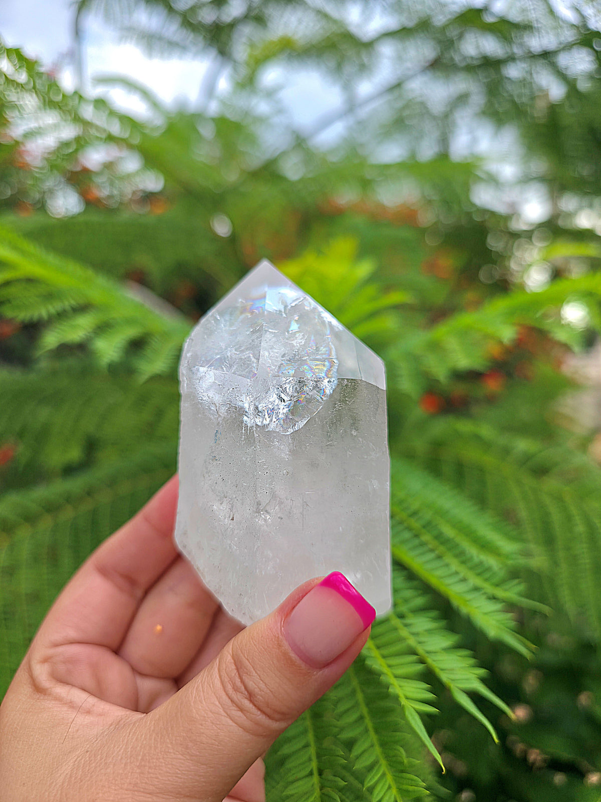 Punta de cuarzo cristal natural semipulida cuarzo blanco cristal de roca pieza 2