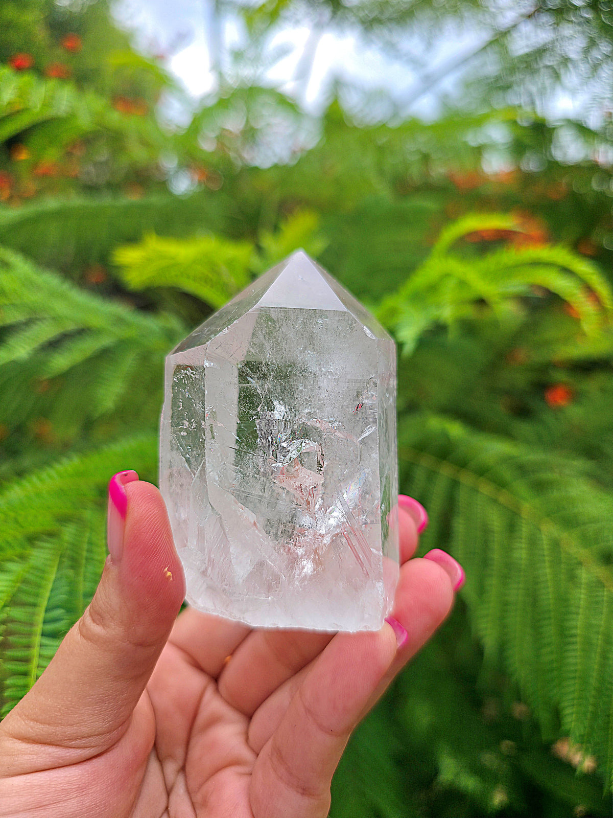Punta de cuarzo cristal natural semipulida cuarzo blanco cristal de roca pieza 4