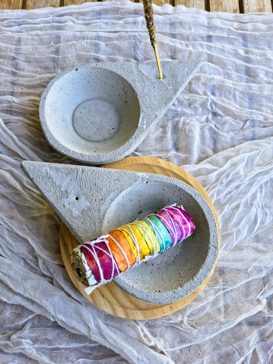 Quemador de incienso artesanal de cemento grande multiusos