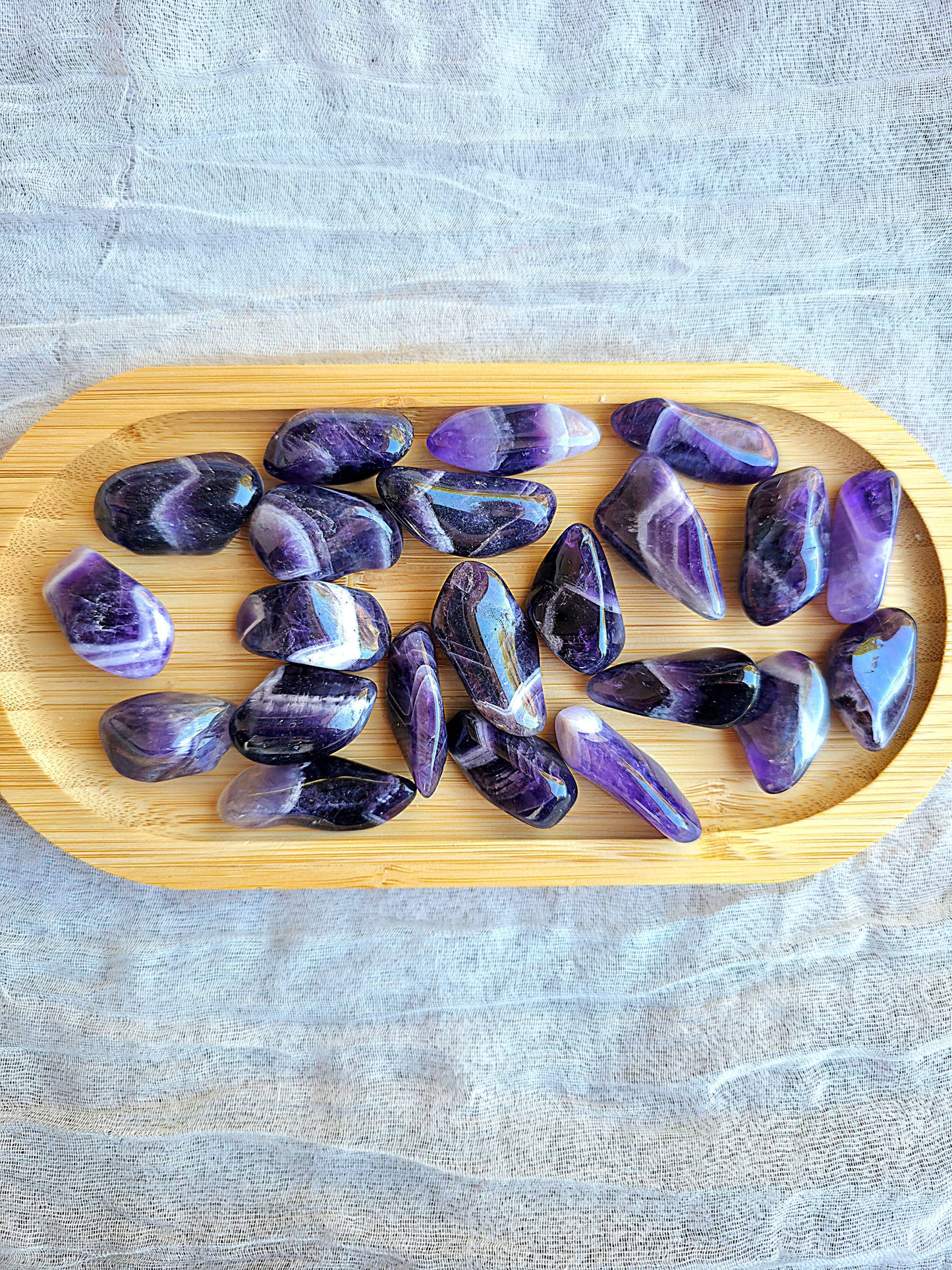 rodado de amatista bandeada natural 2-3 cm piedra protectora y calmante mineral energético