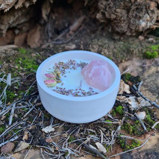 Vela aromática artesanal Rose Quartz