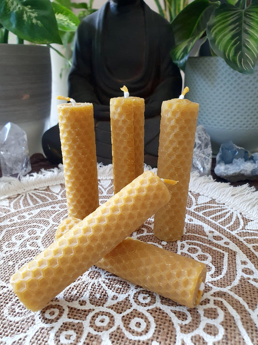 vela de miel delgada 2x10 cm hecha a mano artesanalmente con cera pura de abeja